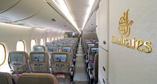 Interier letounu Airbus A380 společnosti Emirates
